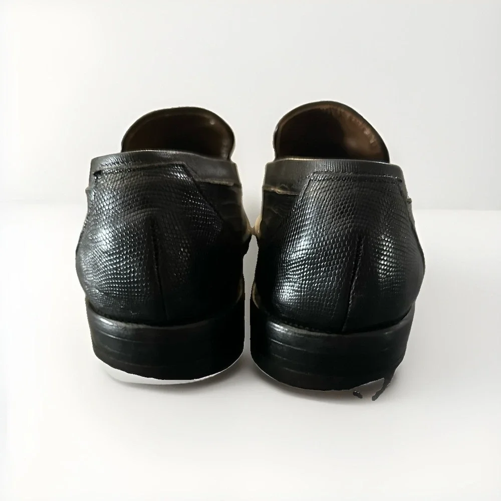 ALLEN EDMONDS Lizard Leather Clayton Tassel Loafer Black Size 9.5 D